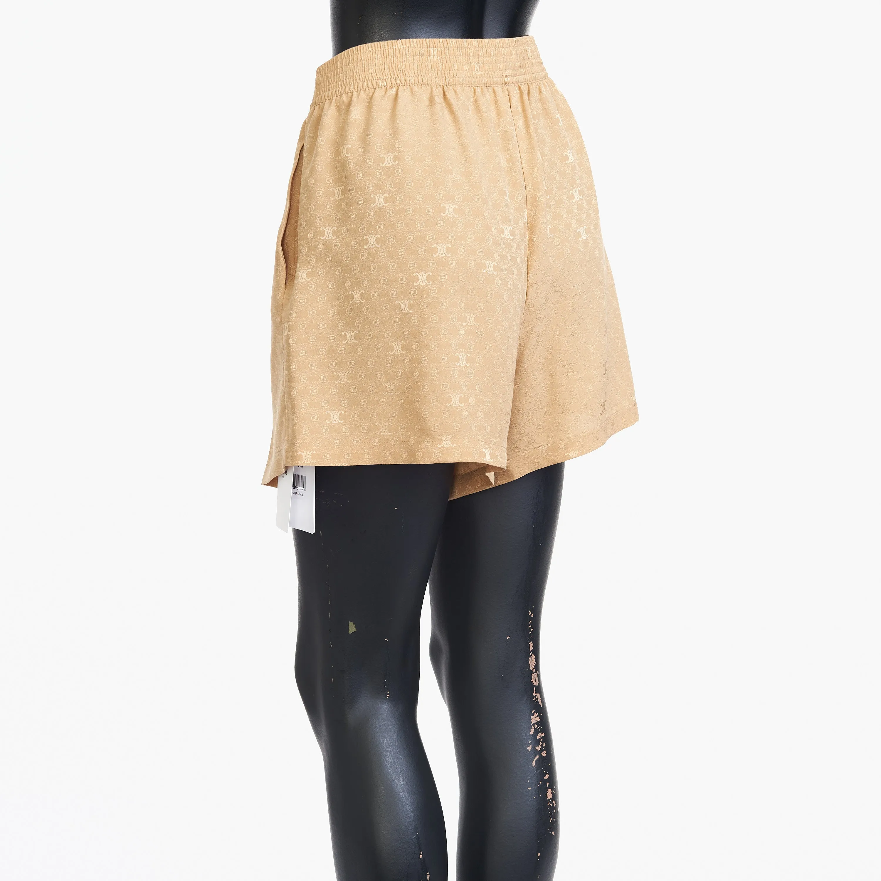 Triomphe Shorts In Caramel Shiny Matte Silk