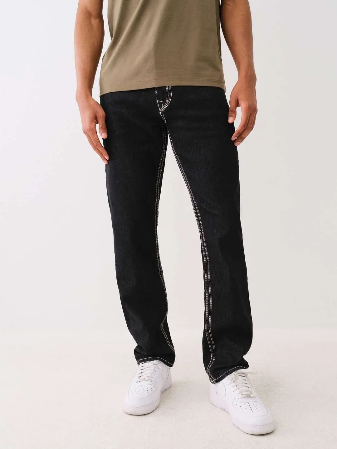 True Religion Big QT Ricky Straight Fit Black Mid-Rise Solid Jeans