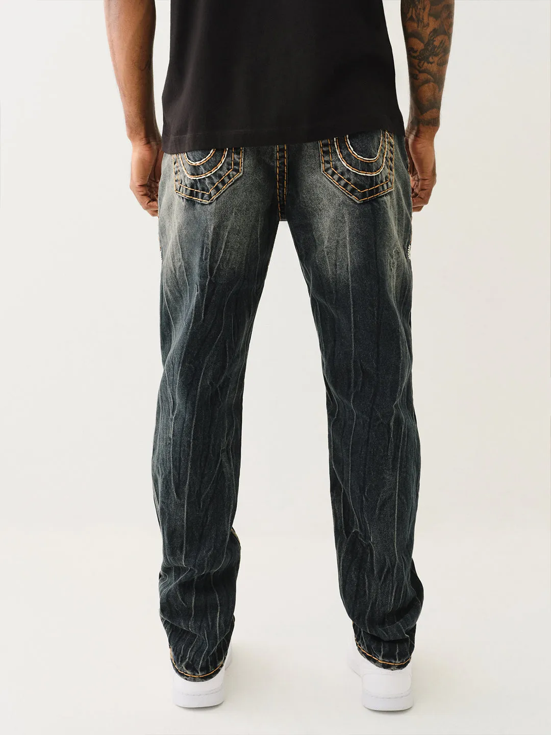 True Religion Men Blue Slim Fit Washed Jeans