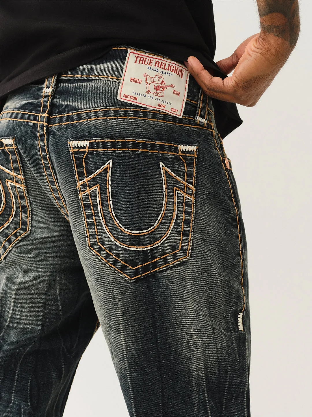 True Religion Men Blue Slim Fit Washed Jeans