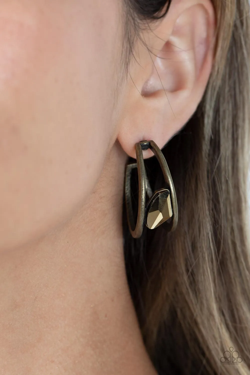 Unrefined Reverie - Brass Hoop Earring
