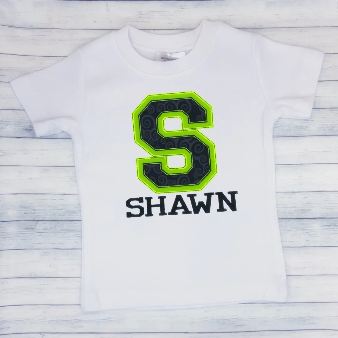 Varsity Name Shirt Lime and Black