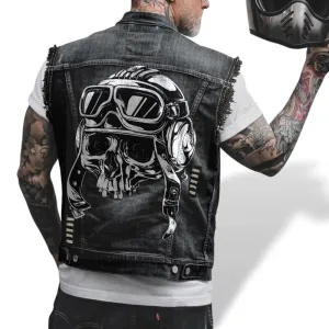 Veste Biker Homme Sans Manche – Édition Crâne Rebel
