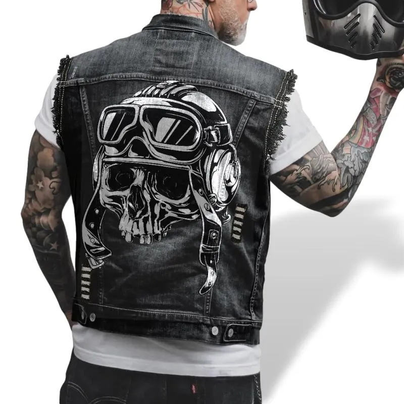 Veste Biker Homme Sans Manche – Édition Crâne Rebel