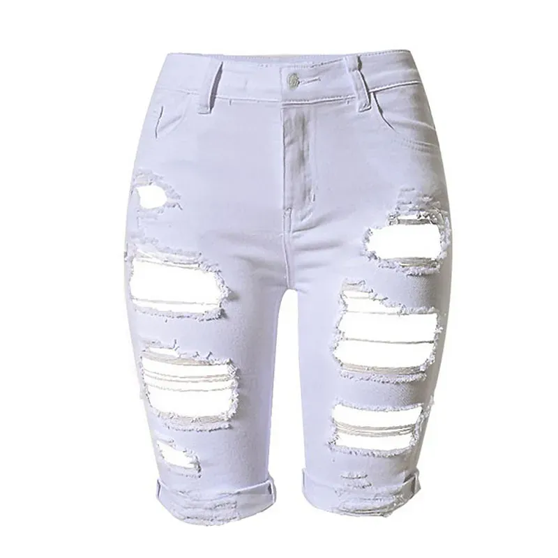 VibeRush High-Rise Distressed Denim Bermuda Shorts