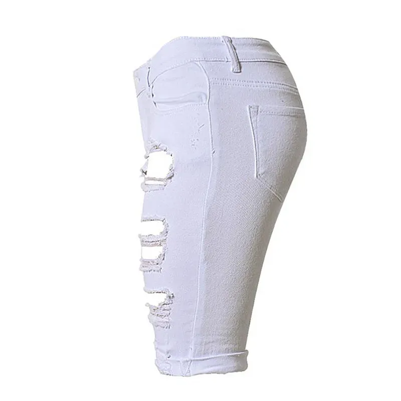 VibeRush High-Rise Distressed Denim Bermuda Shorts
