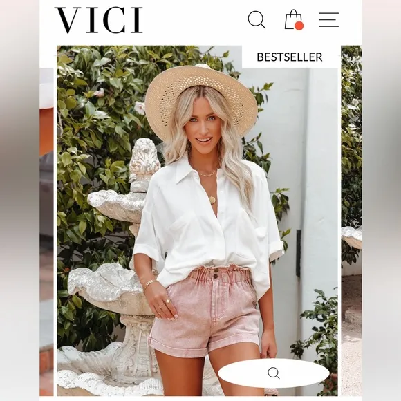 VICI Turner High Rise Vintage Wash Denim Shorts - Dusty Rose