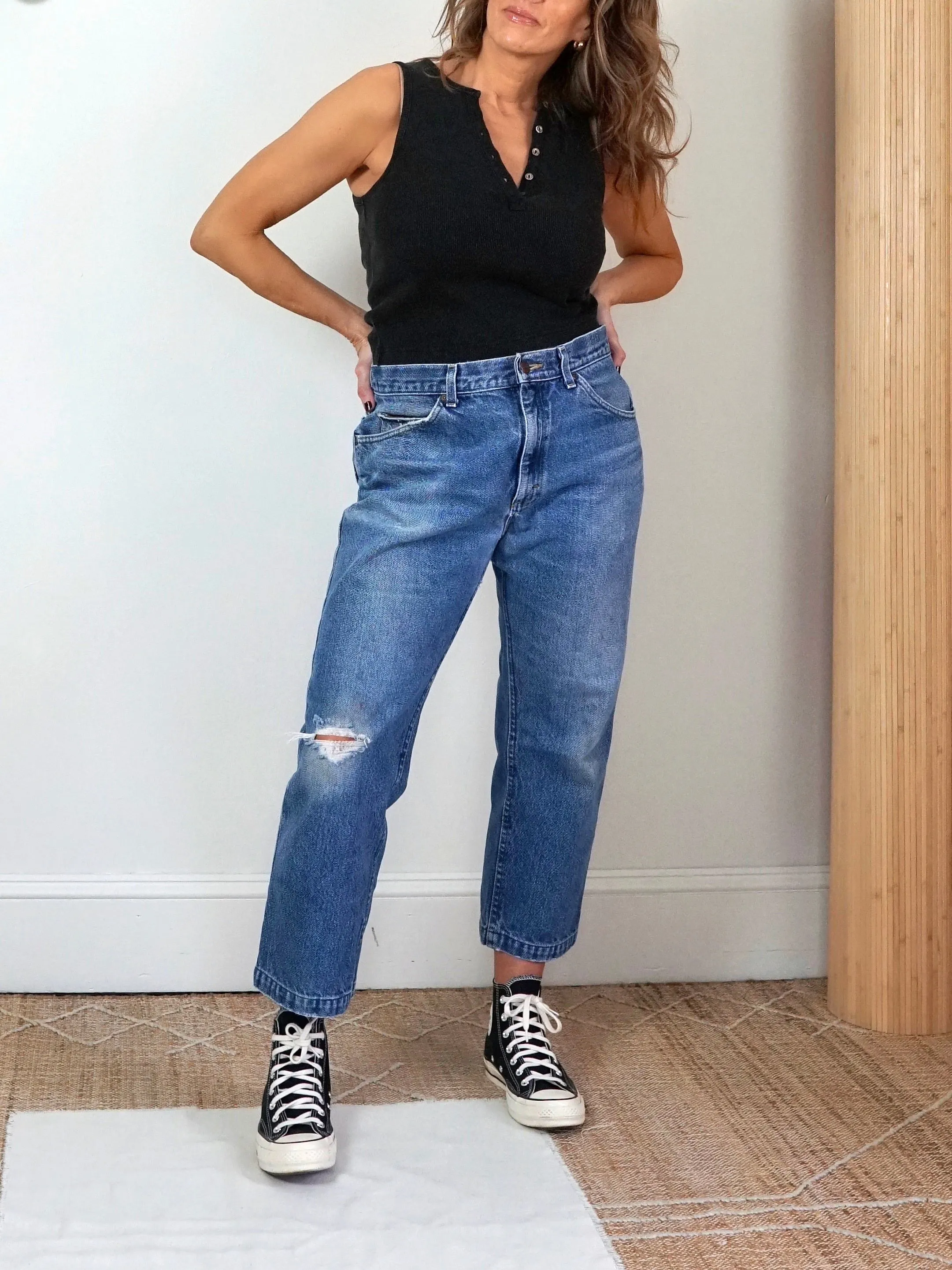 Vintage 80's Lee Cropped Jeans - 33" Waist