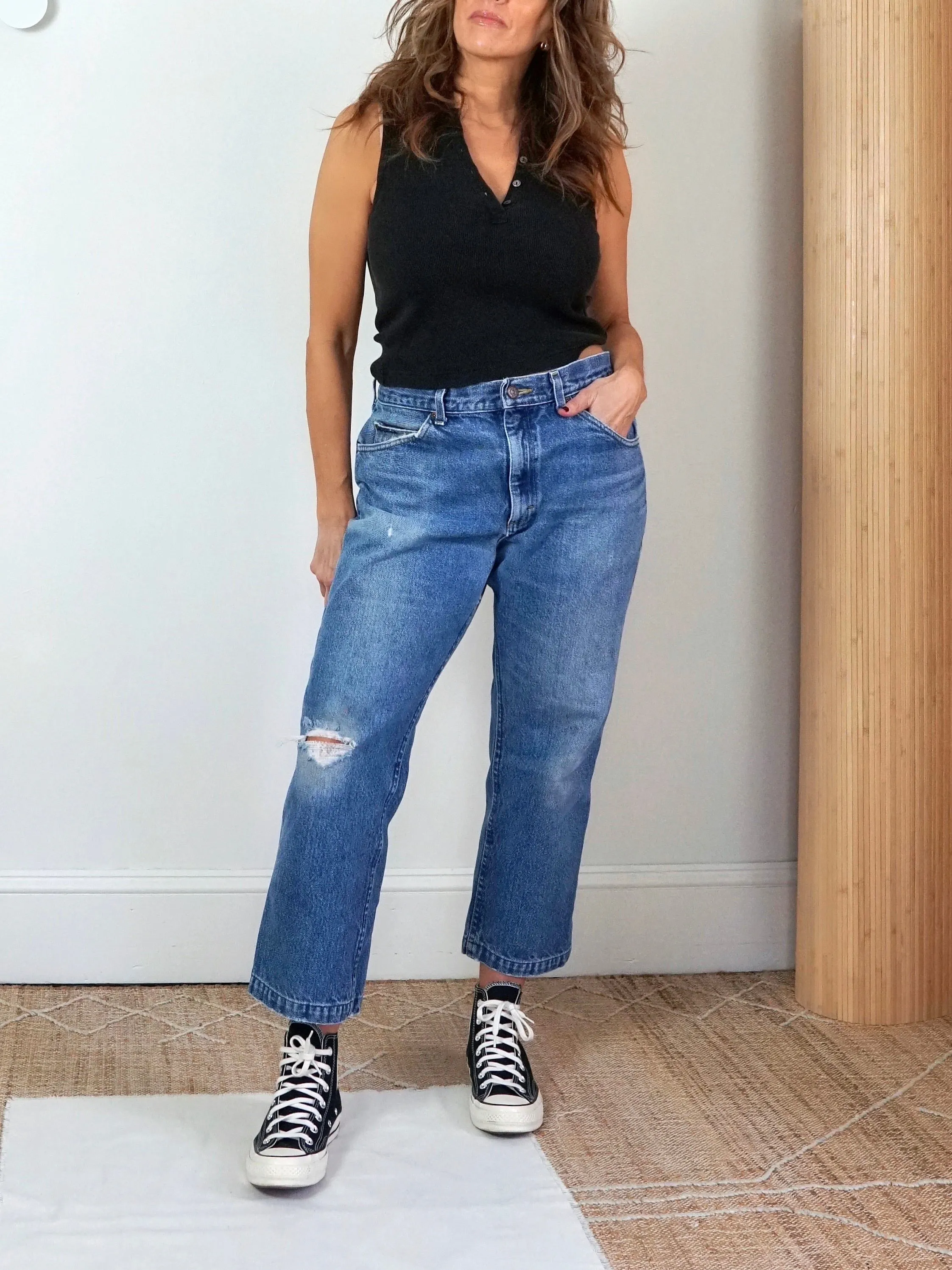 Vintage 80's Lee Cropped Jeans - 33" Waist