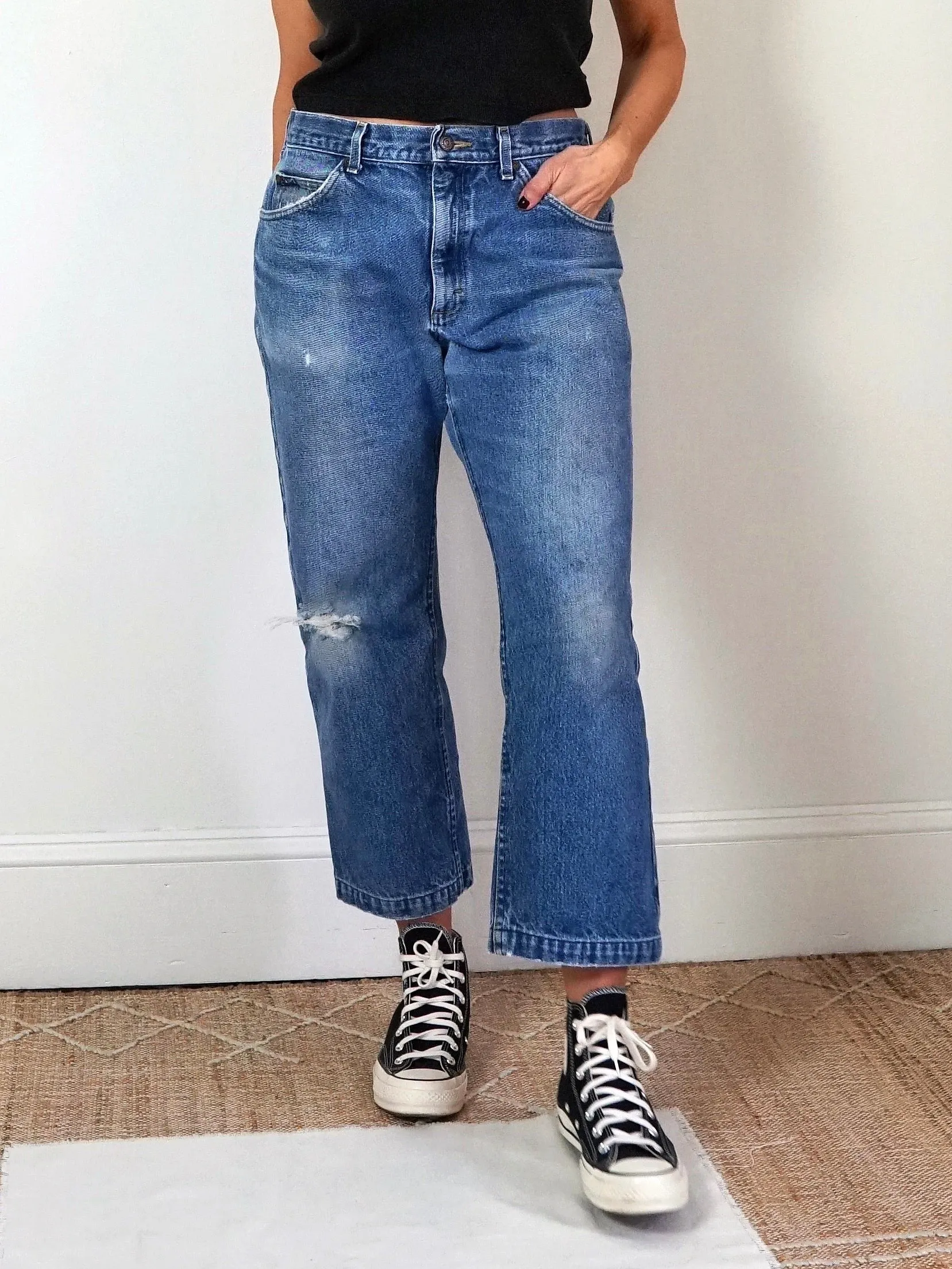 Vintage 80's Lee Cropped Jeans - 33" Waist