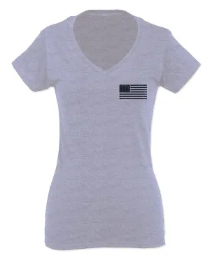 Vintage American Flag United States America Military Army Marine uS USA Women V neck fitted T Shirt