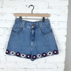 Vintage Chazz By Charles Ghailian Daisy Denim Jean Shorts