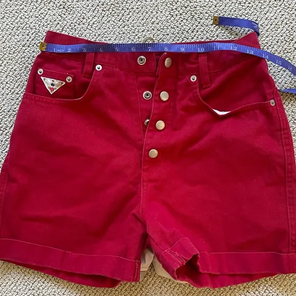 Vintage Cherry Red Cotton High Rise Shorts by Gitano