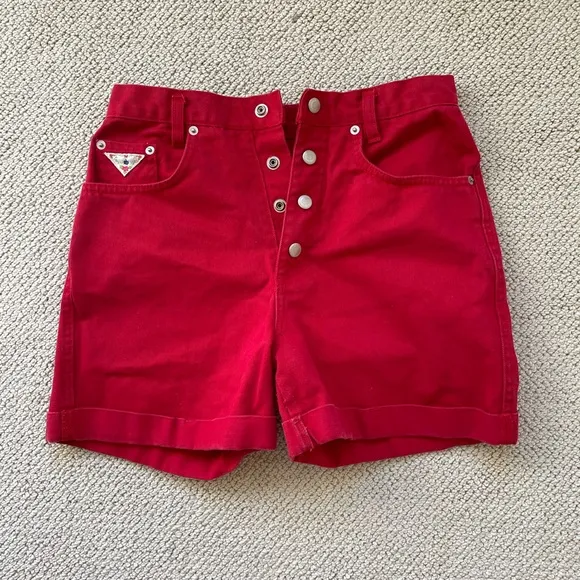 Vintage Cherry Red Cotton High Rise Shorts by Gitano