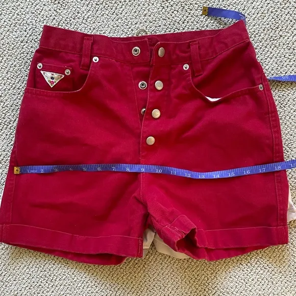 Vintage Cherry Red Cotton High Rise Shorts by Gitano