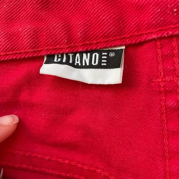 Vintage Cherry Red Cotton High Rise Shorts by Gitano