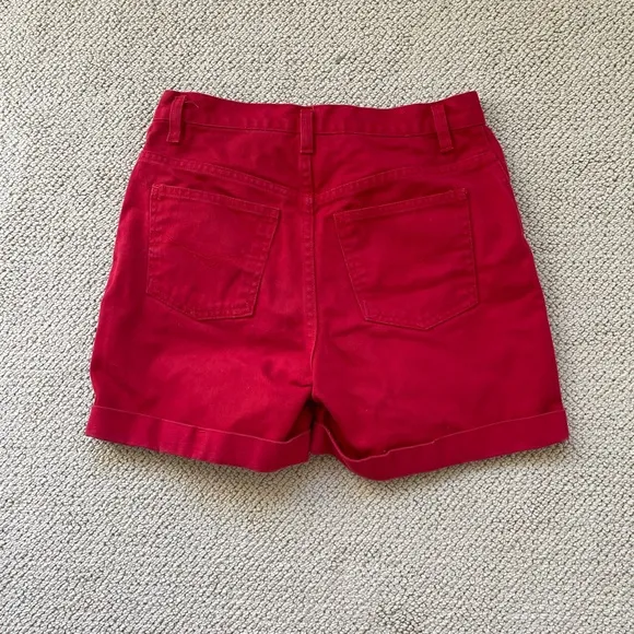 Vintage Cherry Red Cotton High Rise Shorts by Gitano