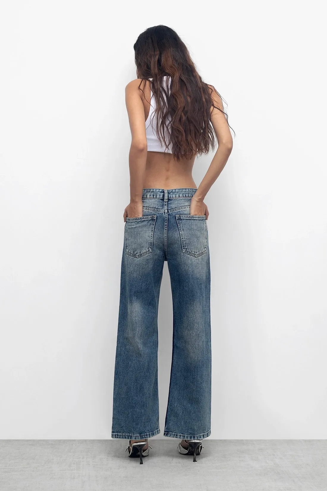Vintage Crop Length Straight Jeans