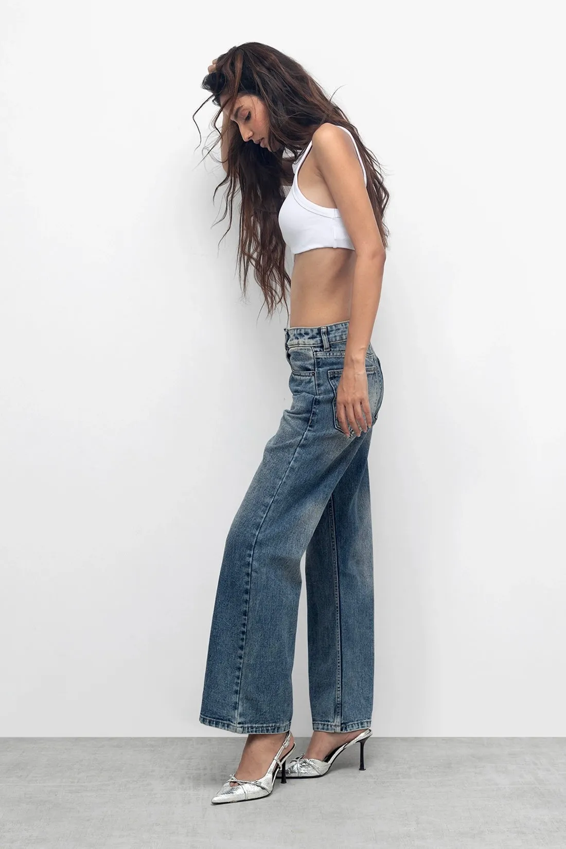Vintage Crop Length Straight Jeans