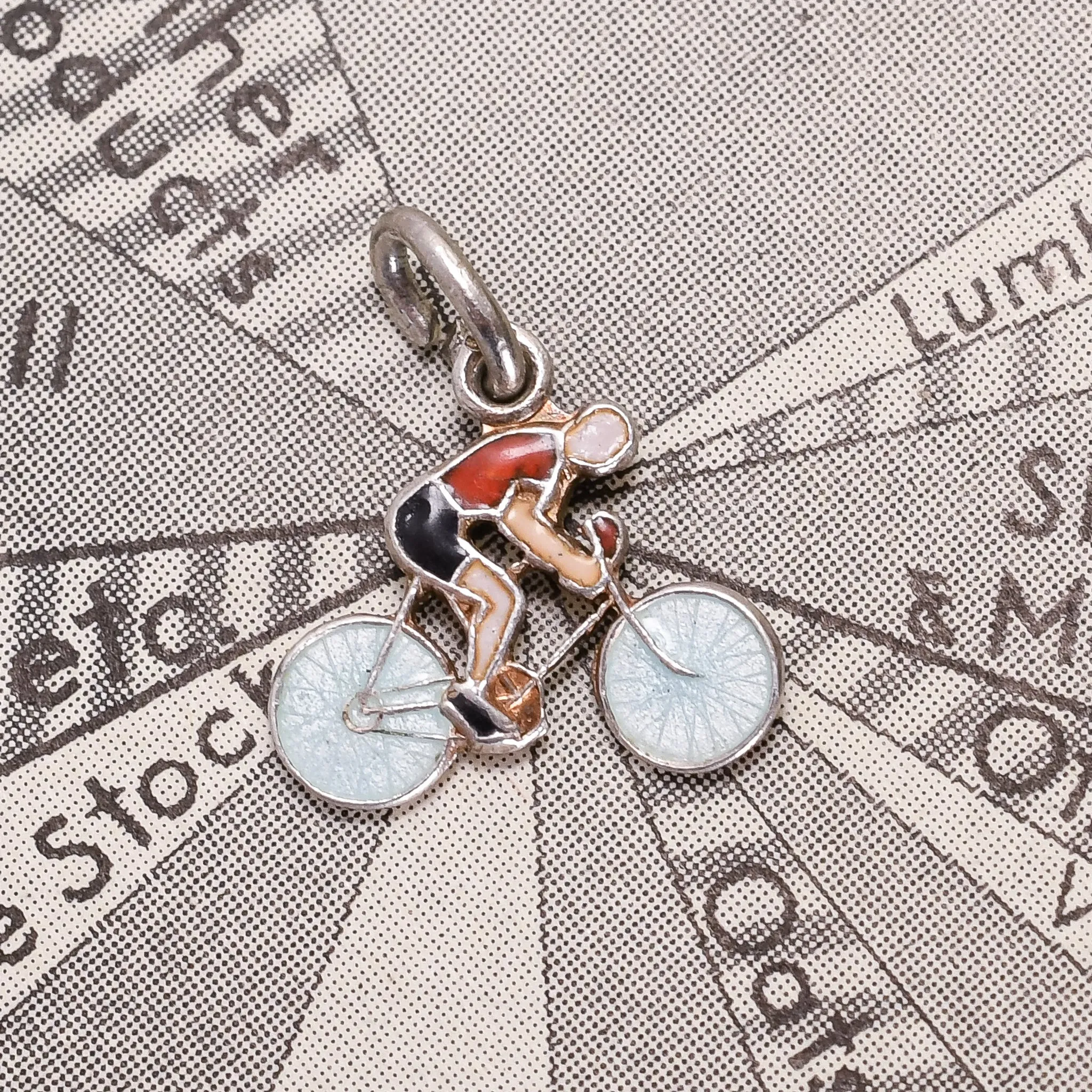 Vintage Enamelled Cyclist Charm