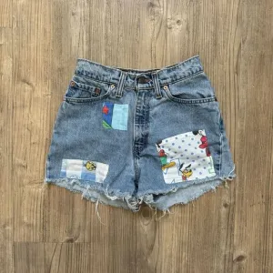 Vintage Levis Made in USA 512 Shorts Womens 23 Blue Denim Disney Mickey Mouse