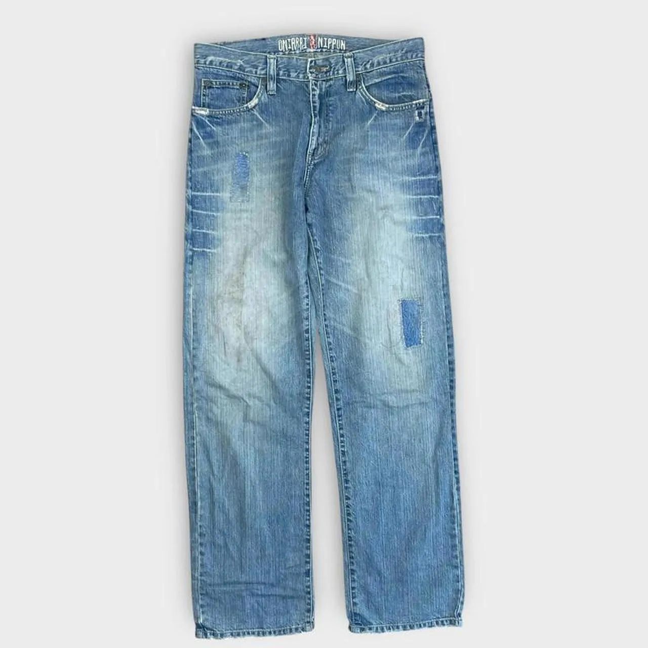 Vintage Oniari Japanese Denim Tiger Embroidered Straight Fit Jeans