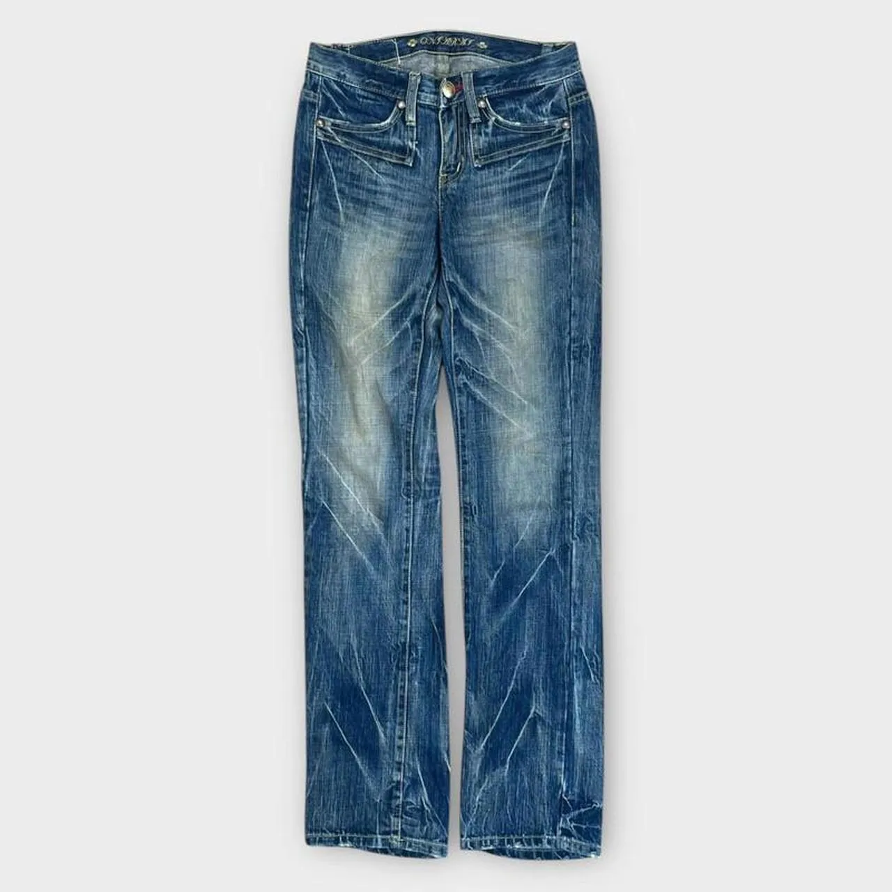 Vintage Onirai Japanese Denim Embroidered Straight Fit Jeans