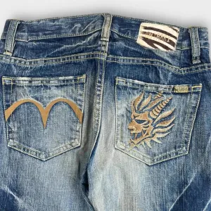 Vintage Onirai Japanese Denim Embroidered Straight Fit Jeans