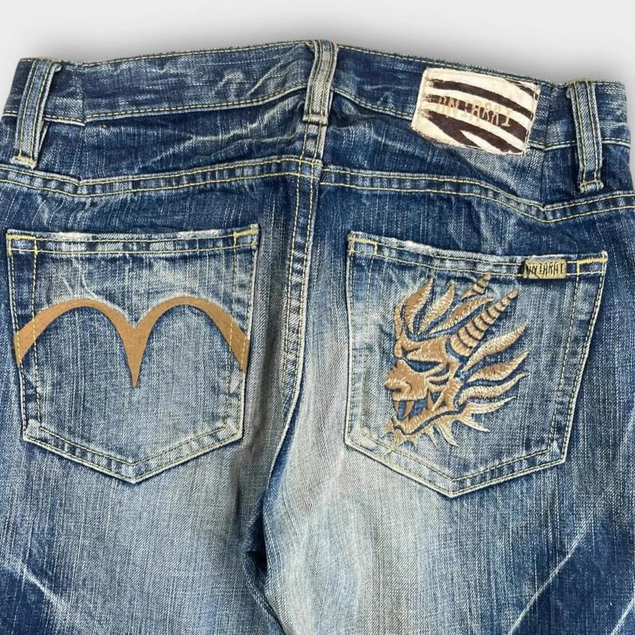 Vintage Onirai Japanese Denim Embroidered Straight Fit Jeans