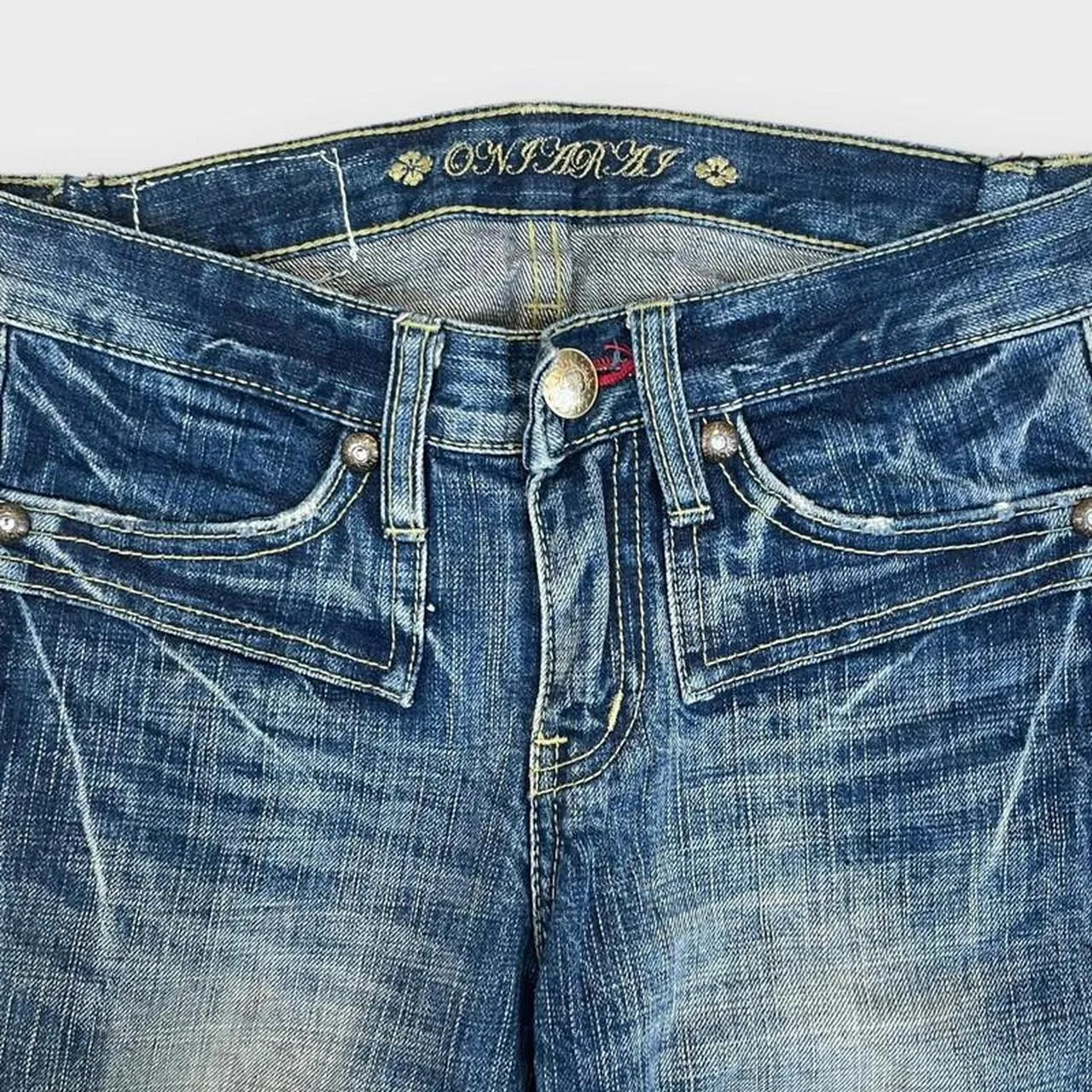 Vintage Onirai Japanese Denim Embroidered Straight Fit Jeans