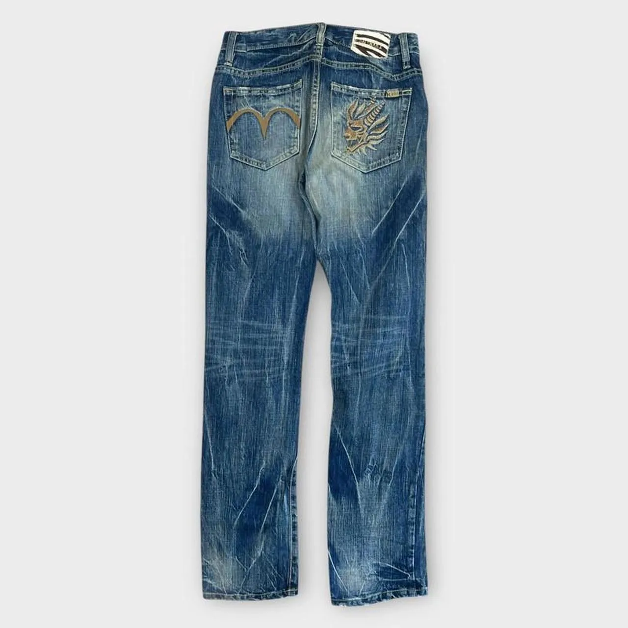Vintage Onirai Japanese Denim Embroidered Straight Fit Jeans