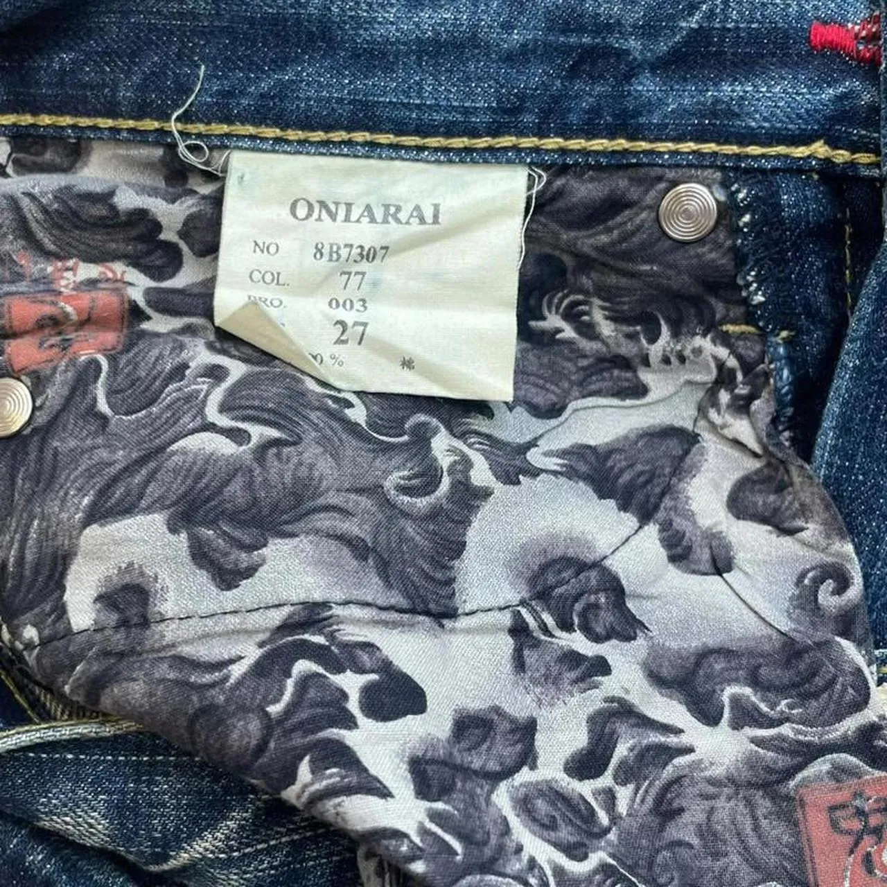 Vintage Onirai Japanese Denim Embroidered Straight Fit Jeans