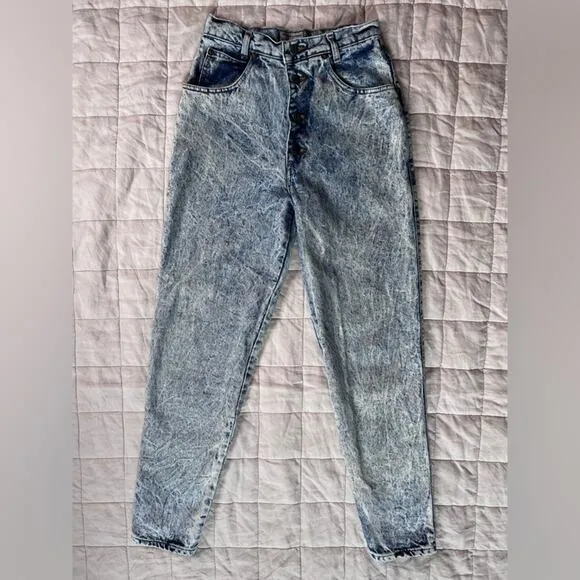 Vintage Palmetto's 100% Cotton Light Acid Wash Tapered Denim Mom Jeans - 26