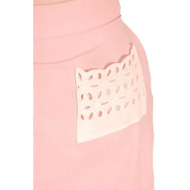 Vintage Pink Cotton 2 Piece Shorts & Midriff Top Pin Up Set 1940s 40-28-41