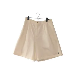 Vintage Ralph Lauren Women's Pleated Trouser Shorts White Size 14 Classic Pony