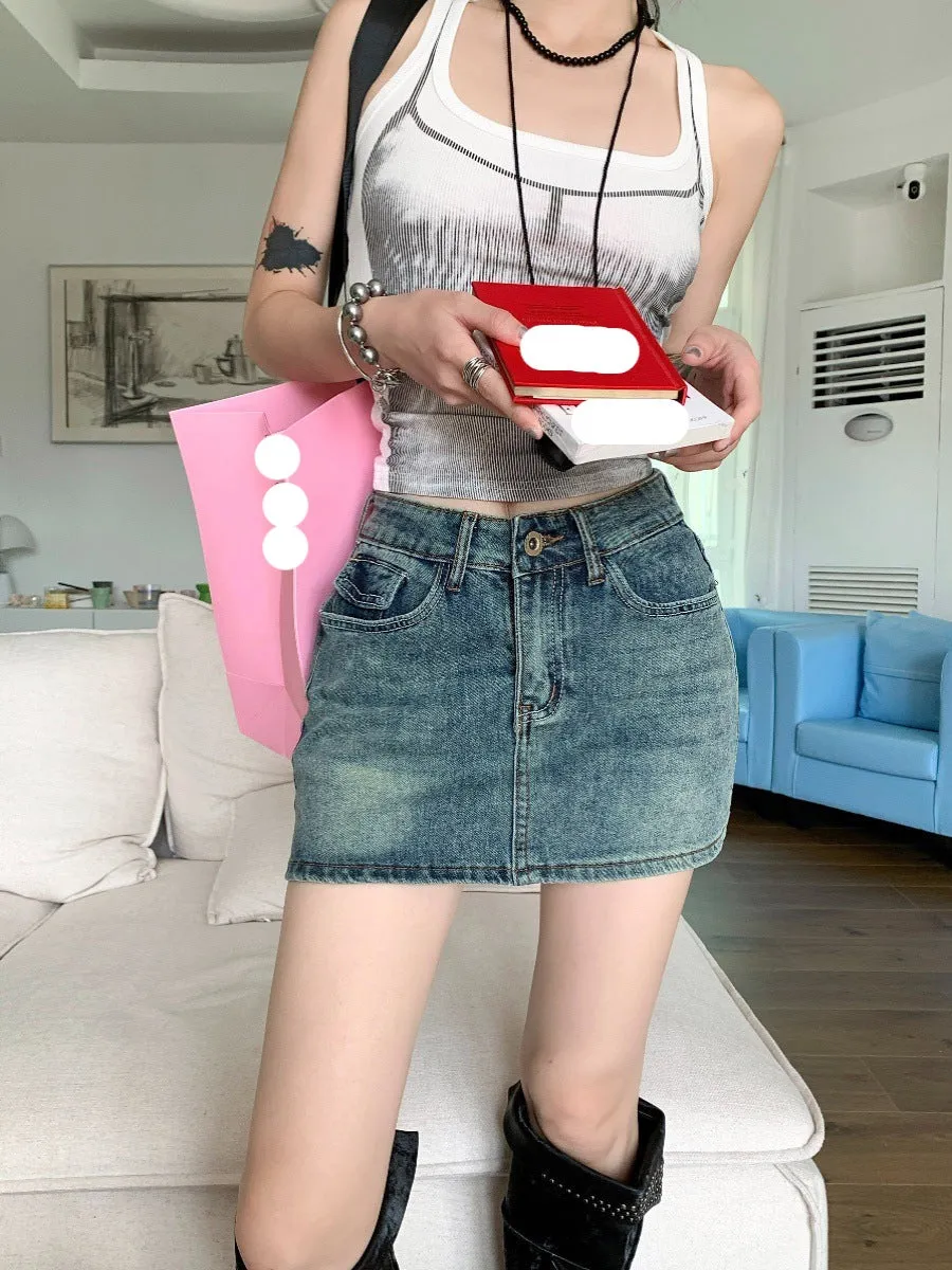 Vintage Skinny Denim Shorts