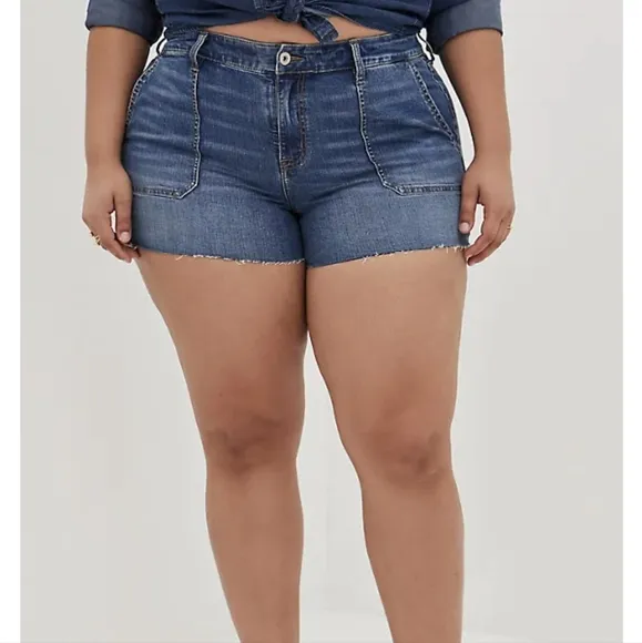 VINTAGE STRETCH HIGH-RISE SHORT SHORTS 3.5&quot; INSEAM
