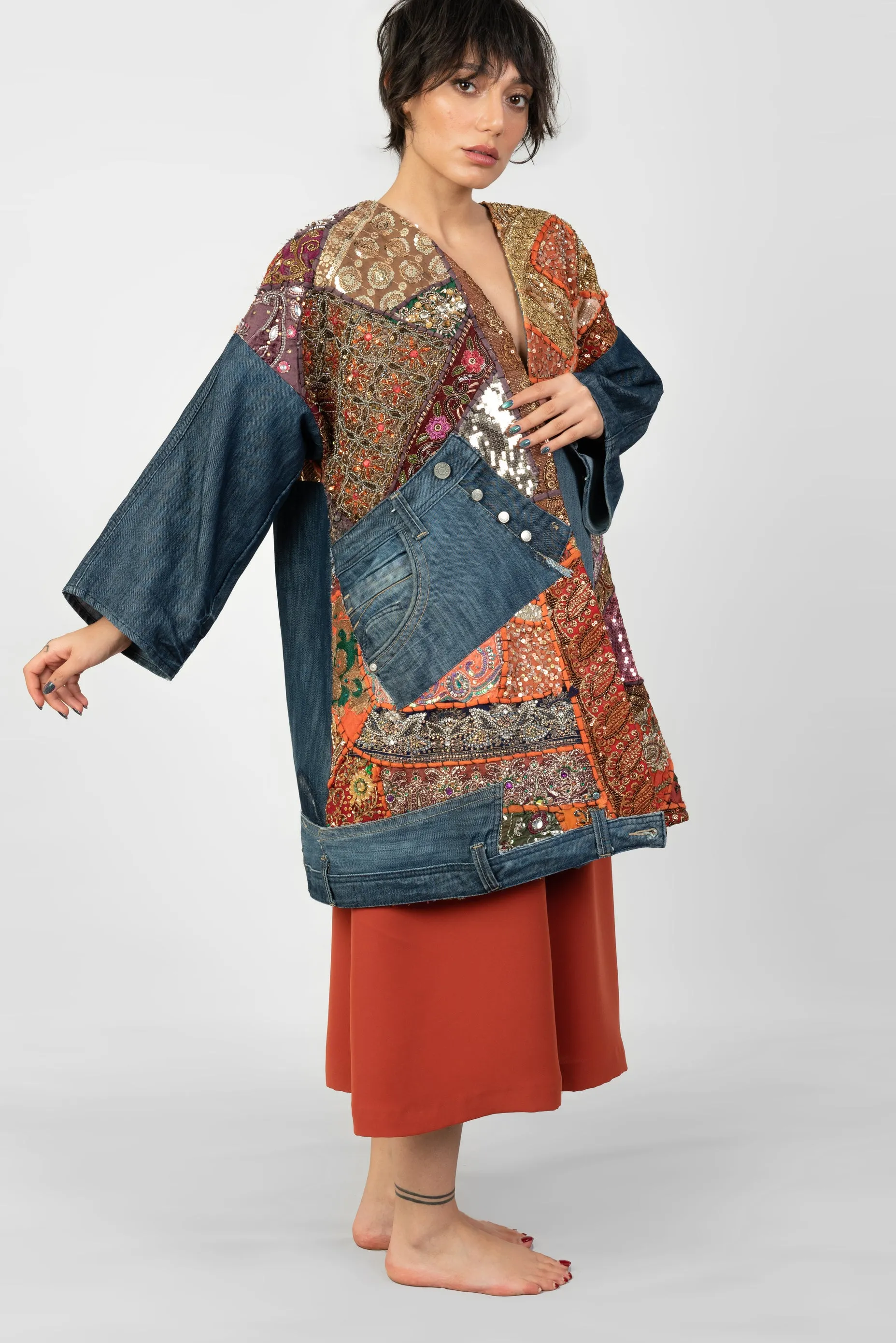 Vintage Textile Denim Coat