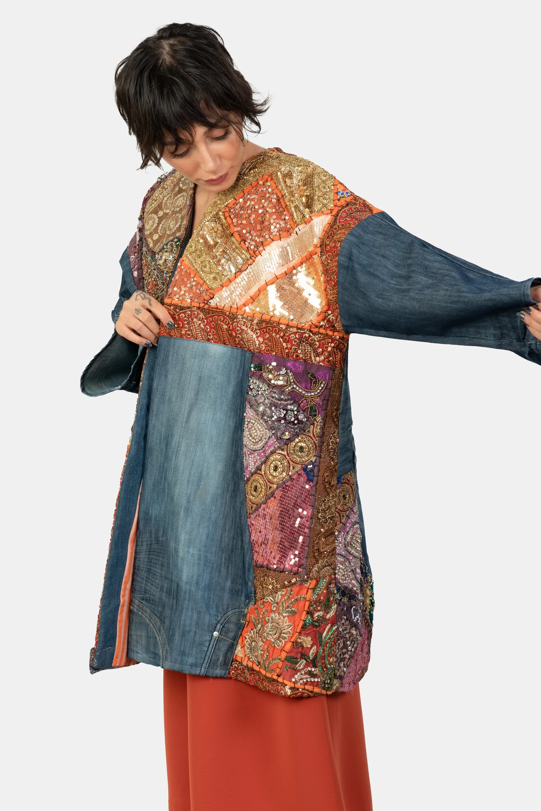 Vintage Textile Denim Coat
