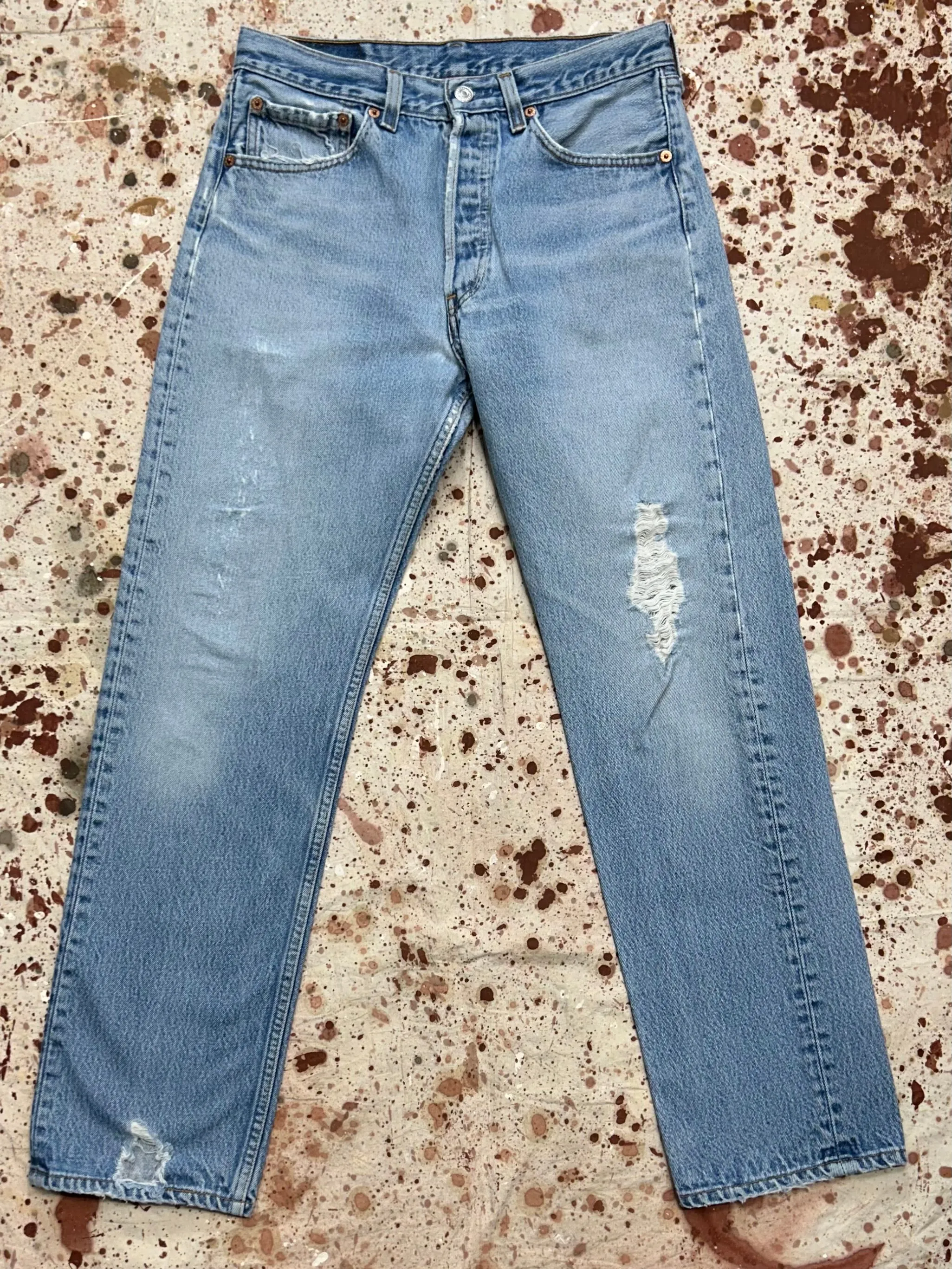 Vintage USA Levi's 501xx Light Wash Denim Jeans with Feathers (JYJ1024-322)