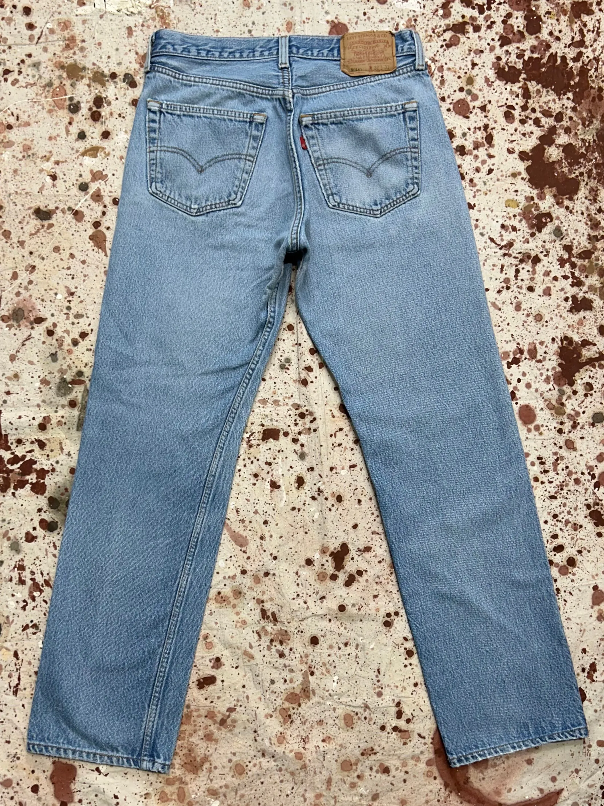 Vintage USA Levi's 501xx Light Wash Denim Jeans with Feathers (JYJ1024-322)