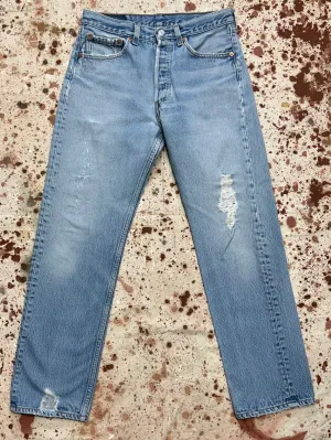 Vintage USA Levi's 501xx Light Wash Denim Jeans with Feathers (JYJ1024-322)