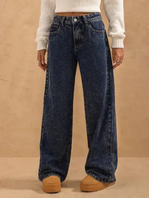 Vintage Washed High-Waist Jeans – Trendy Straight-Leg Baggy Denim