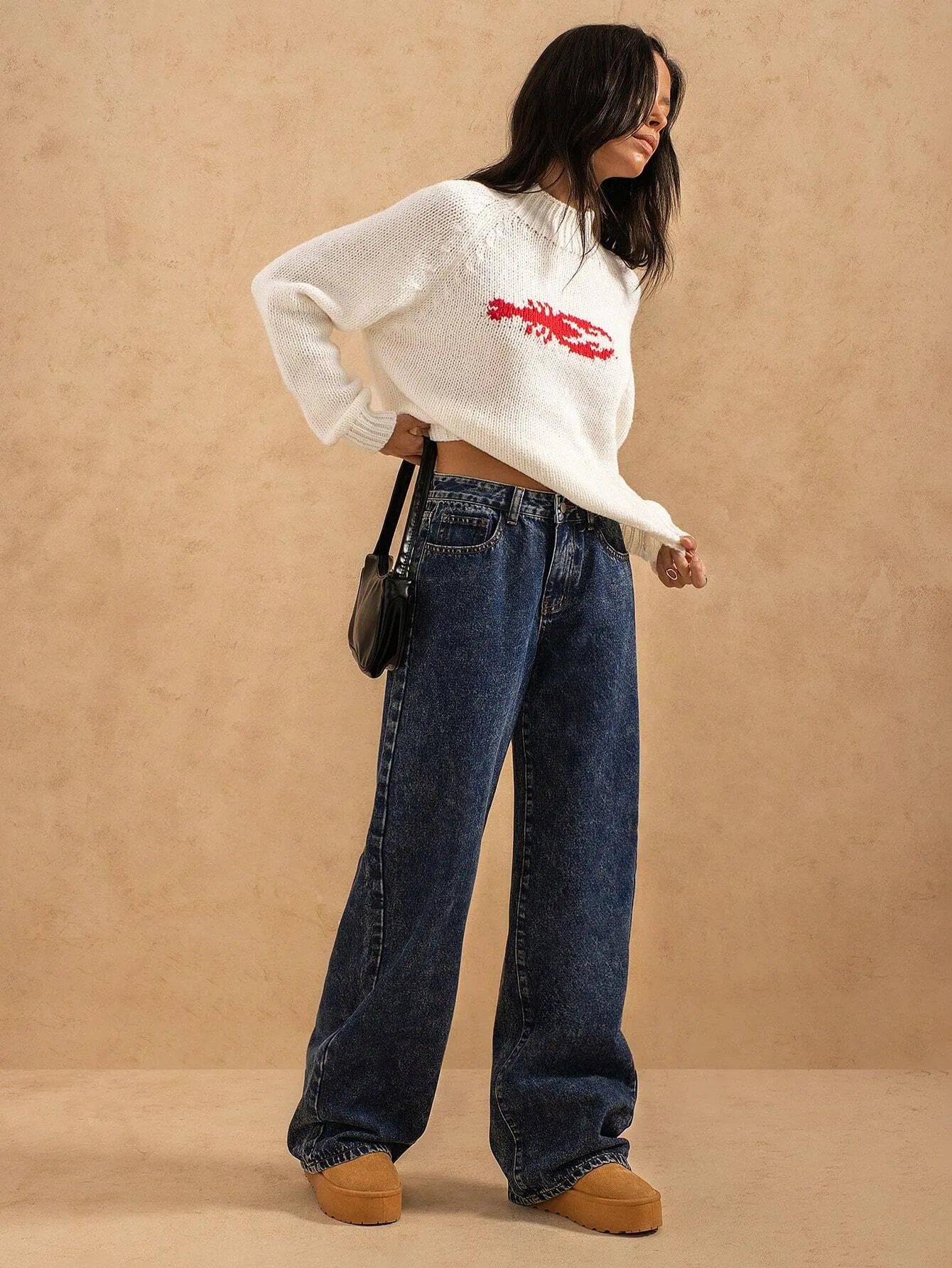 Vintage Washed High-Waist Jeans – Trendy Straight-Leg Baggy Denim