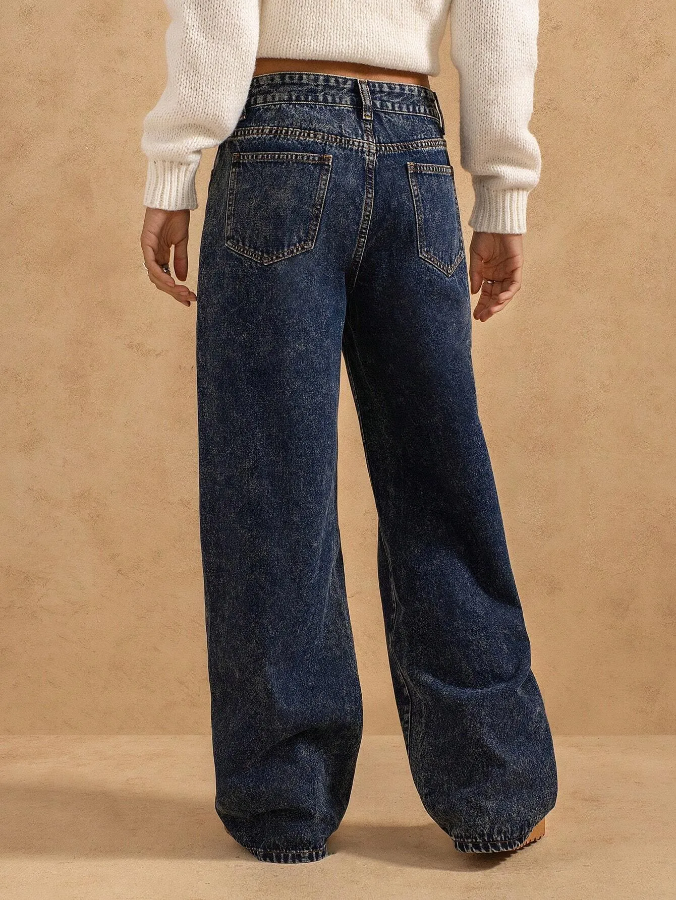 Vintage Washed High-Waist Jeans – Trendy Straight-Leg Baggy Denim