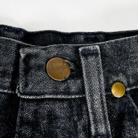 Vintage Wrangler Womens High Waist Black Denim Leather Patch Mom Jeans 5 / 25&quot;