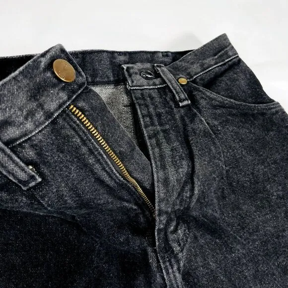 Vintage Wrangler Womens High Waist Black Denim Leather Patch Mom Jeans 5 / 25&quot;