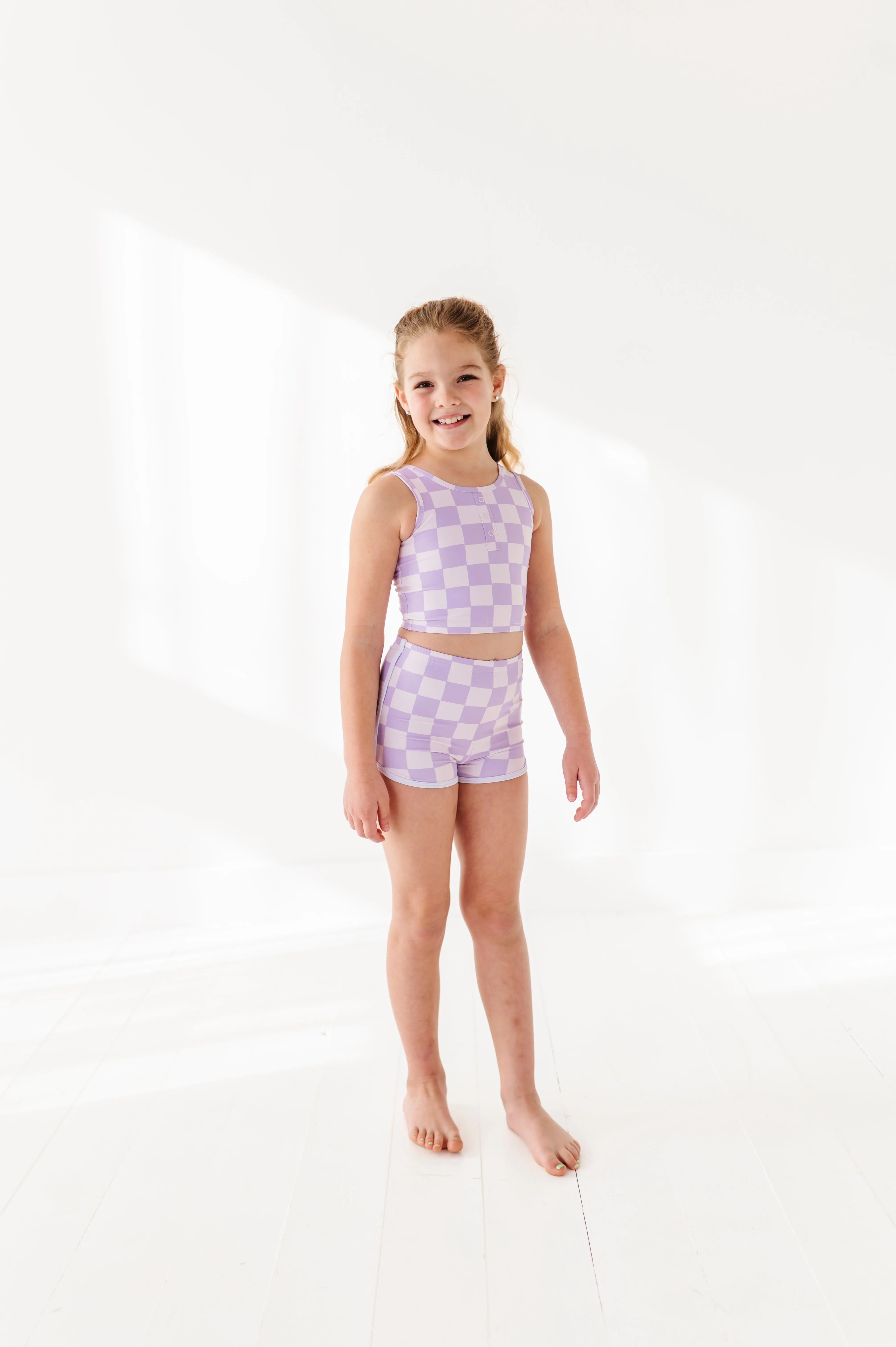 Violet Check: Boy Shorts TWO-PIECE