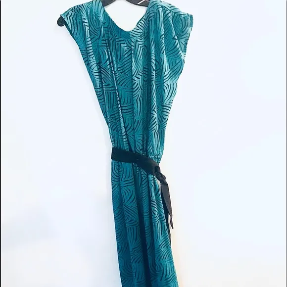 VTG “Blouson Style”Midi Dress Brush Stroke Pattern