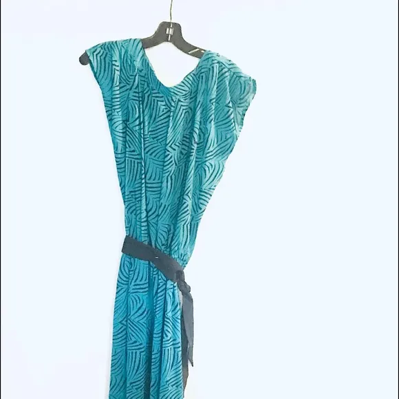VTG “Blouson Style”Midi Dress Brush Stroke Pattern